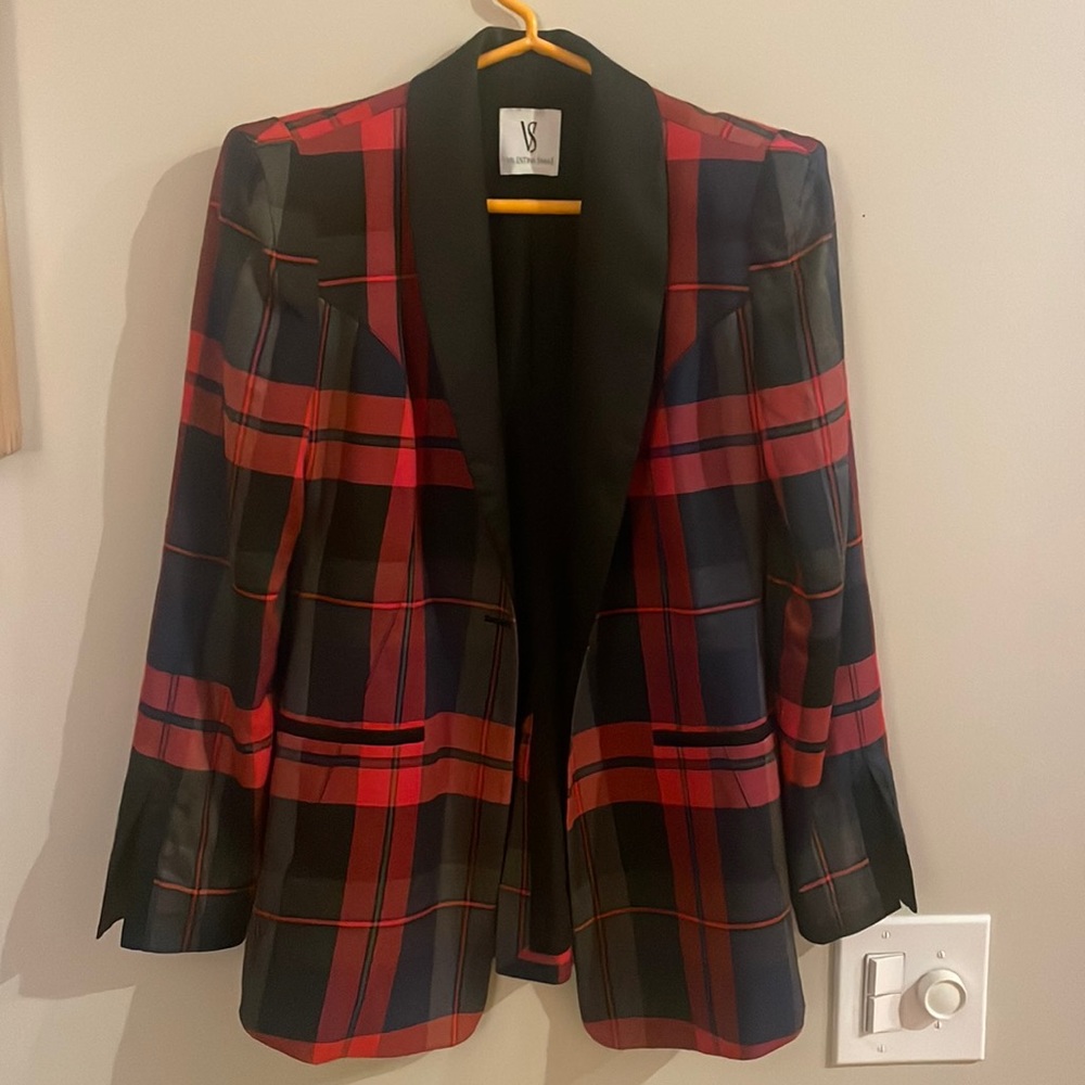 Valentina Shah Red Plaid Blazer NWOT